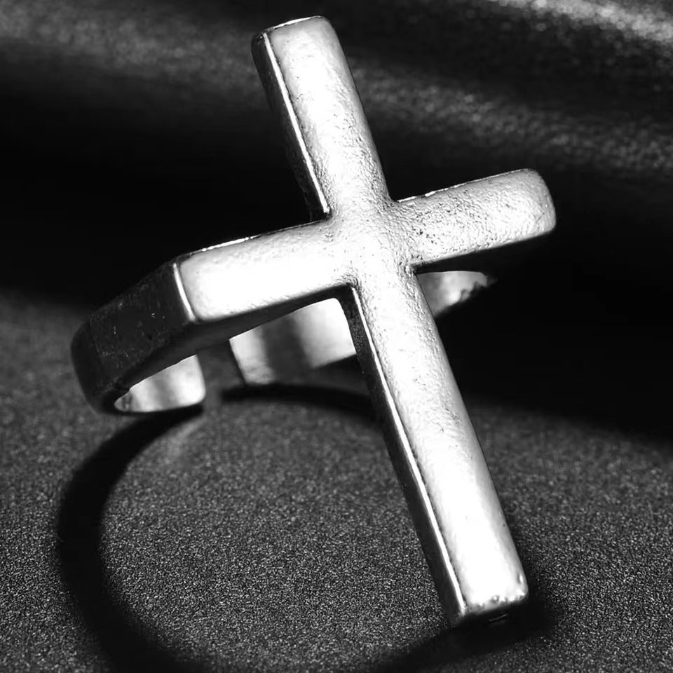 Black Cross Ring Men Punk Ring